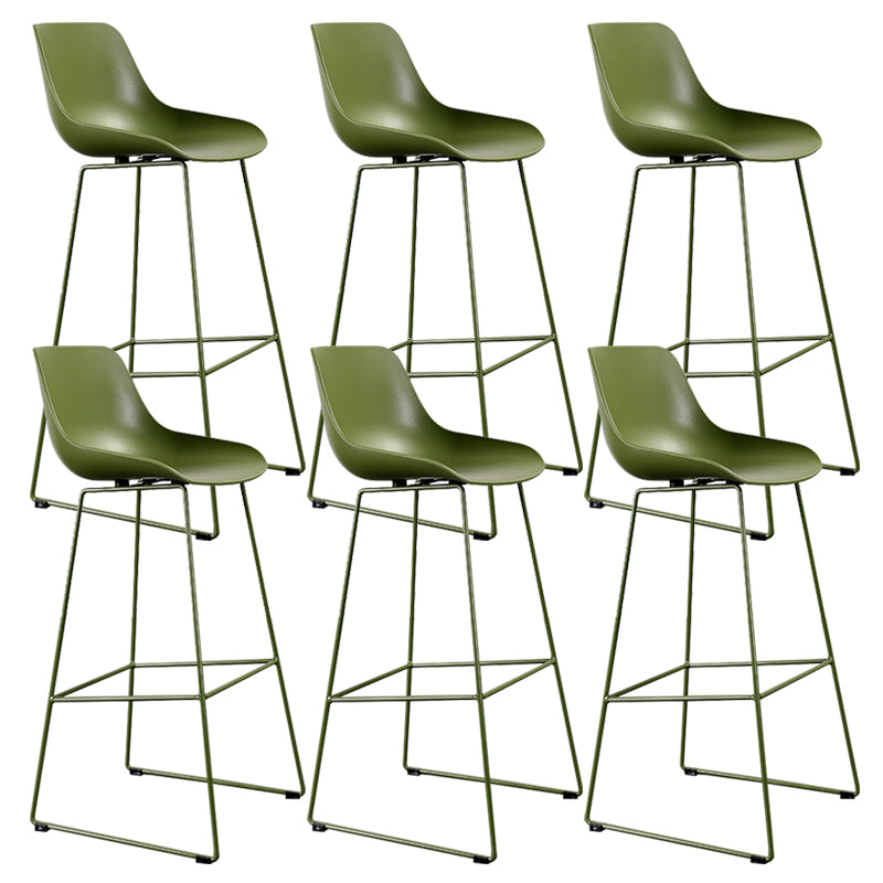 Contemporary Plastic Low Back Armless Bar Stool with Metal Base