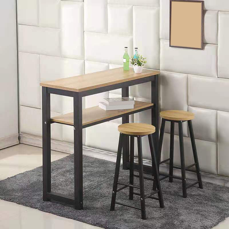 Contemporary 1/2/3 Pieces Wood Rectangular Bar Table Set for Indoor