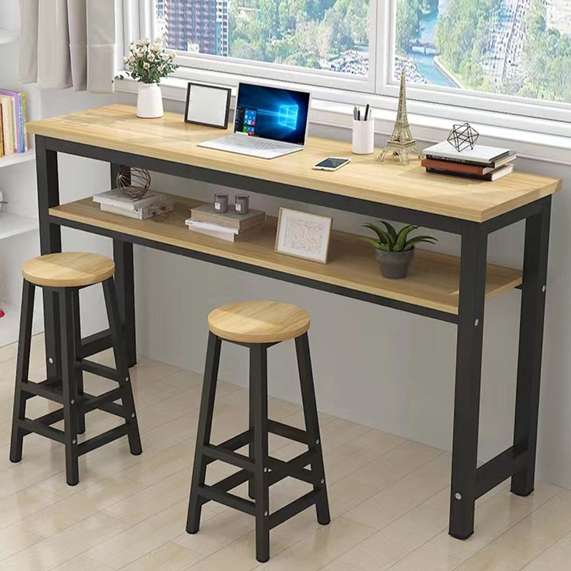 Contemporary Rectangle Bar Table with Storage for Kitchen Dining Room