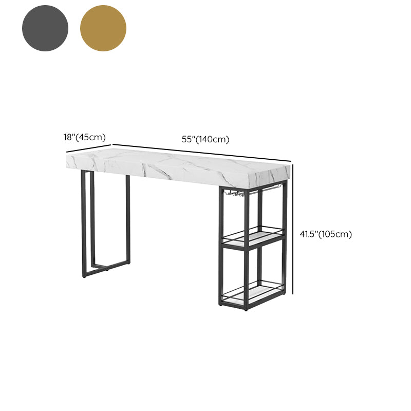 Rectangle Modem & Contemporary Stone Bar Height Pub Table for Living Room