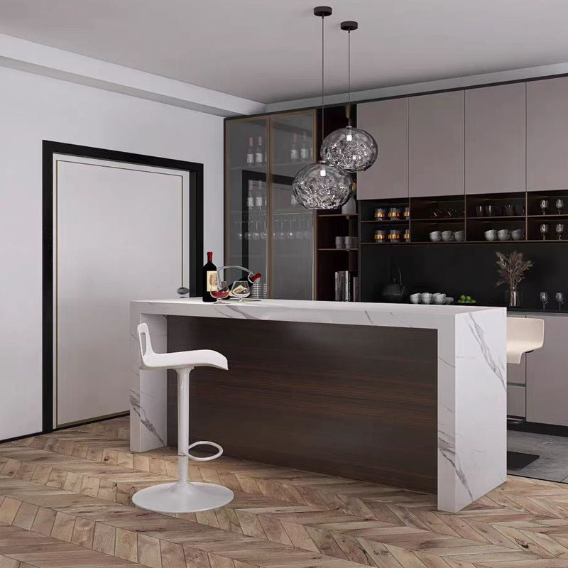 Rectangle Modem & Contemporary Stone Pub Bar Table for Living Room