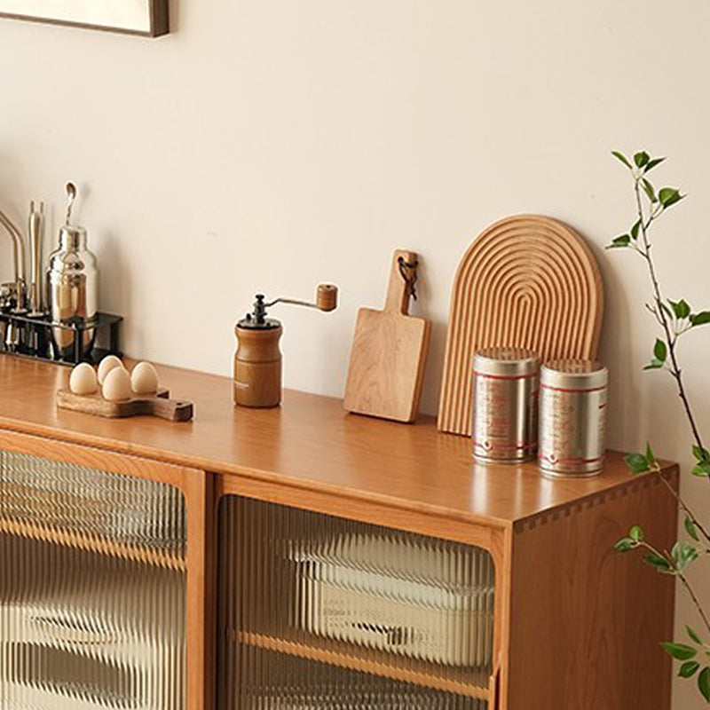 Contemporary Solid Wood Dining Buffet with Cabinets and Drawers