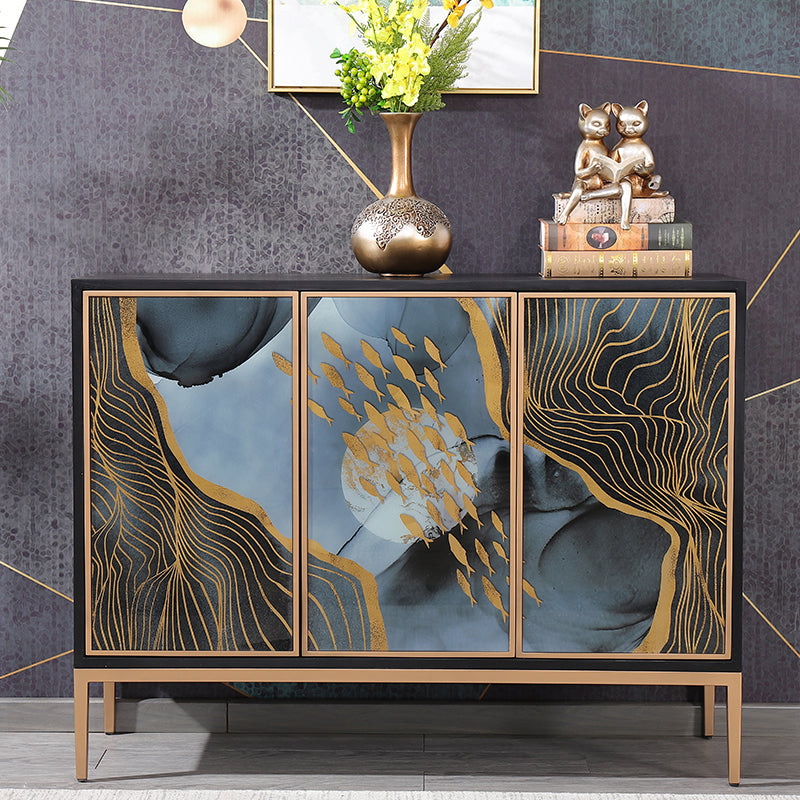 Contemporary Style Solid Wood Adjustable Shelving Sideboard with Cabinets