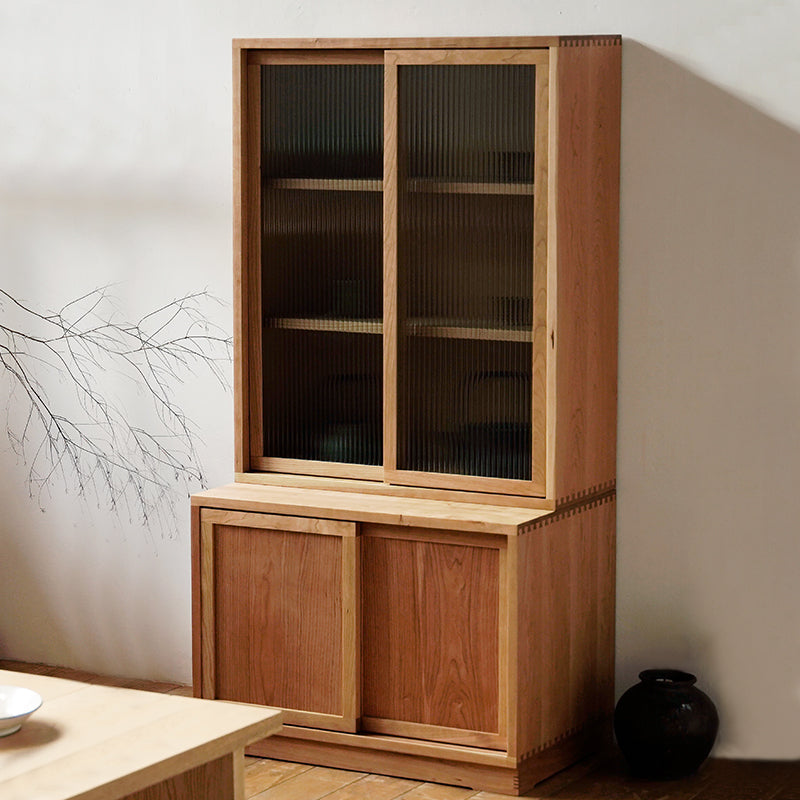 Contemporary Cherry Wood Sideboard Cabinet with Doors for Kitchen