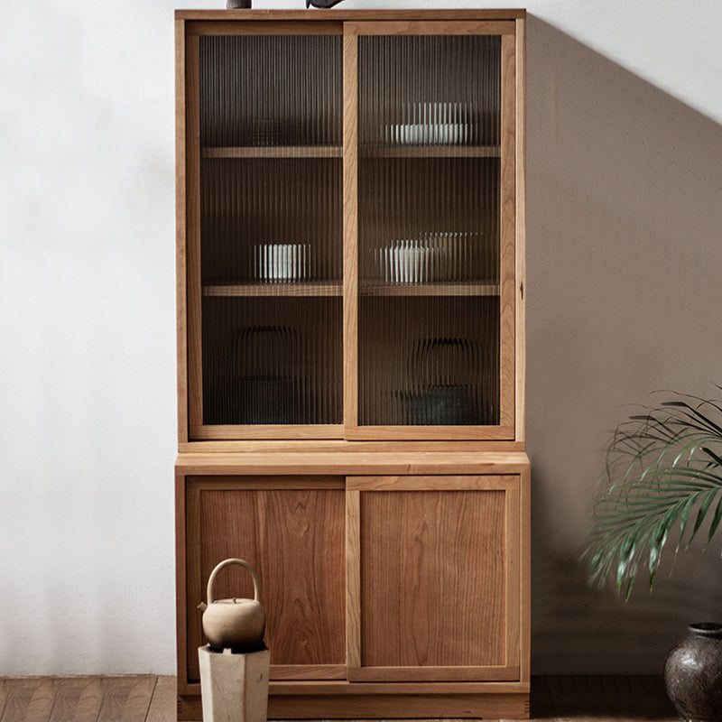 Contemporary Cherry Wood Sideboard Cabinet with Doors for Kitchen