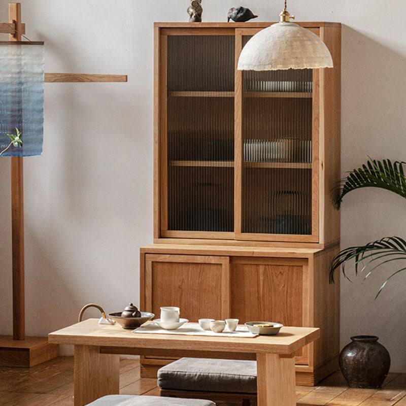 Contemporary Cherry Wood Sideboard Cabinet with Doors for Kitchen