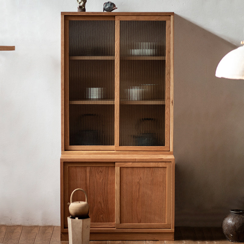 Contemporary Cherry Wood Sideboard Cabinet with Doors for Kitchen