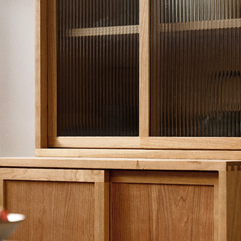 Contemporary Cherry Wood Sideboard Cabinet with Doors for Kitchen