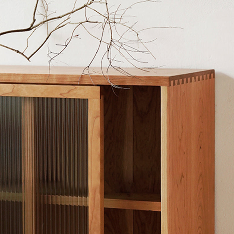 Contemporary Cherry Wood Sideboard Cabinet with Doors for Kitchen