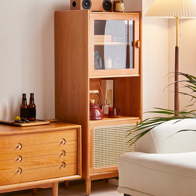 Contemporary Solid Wood Sideboard Cabinet with Doors for Kitchen