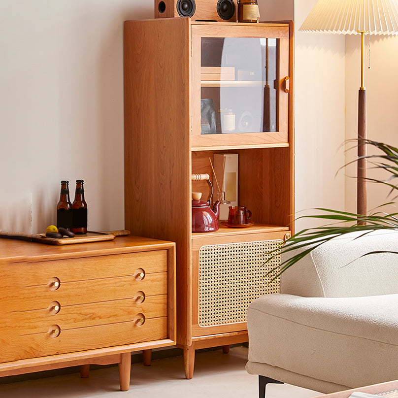 Contemporary Solid Wood Sideboard Cabinet with Doors for Kitchen