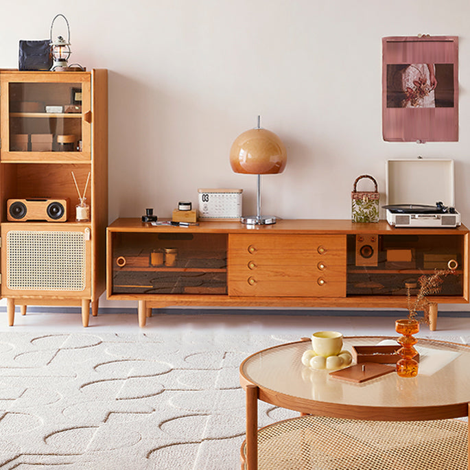 Contemporary Solid Wood Sideboard Cabinet with Doors for Kitchen