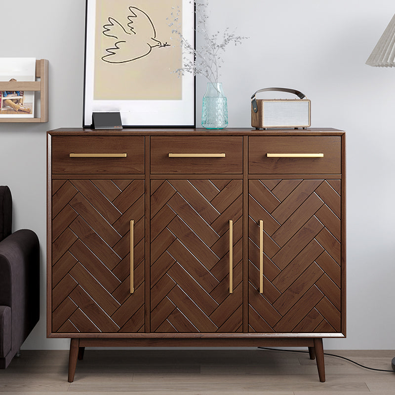 Contemporary Style Solid Wood Sideboard with Cabinets and Drawers