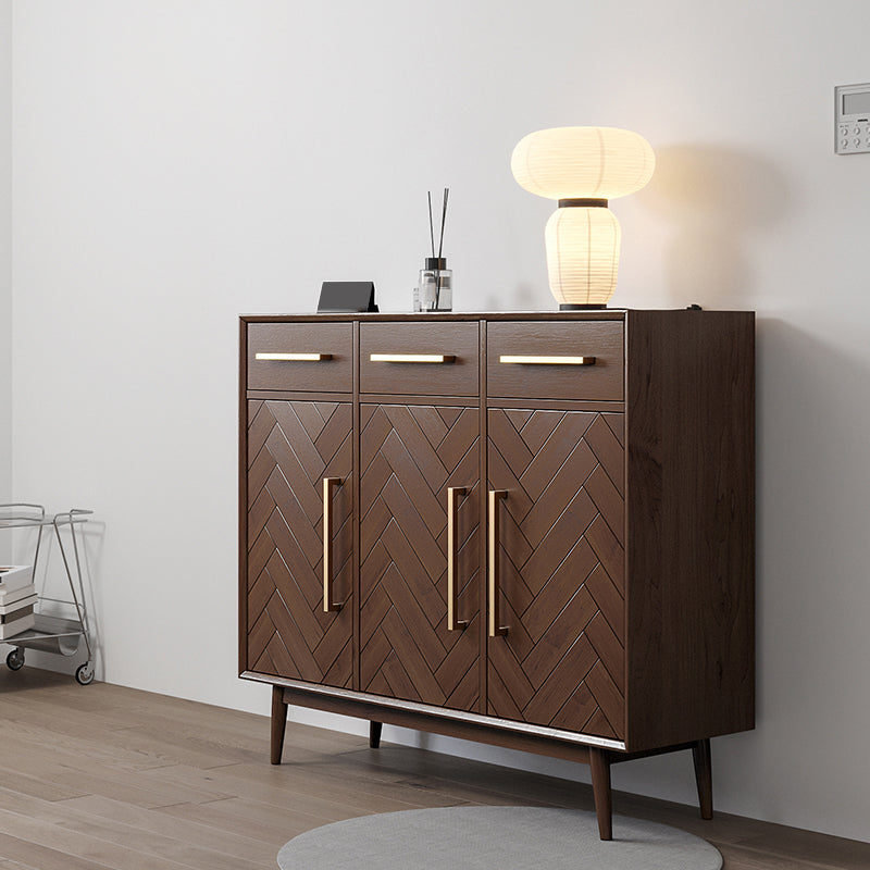 Contemporary Style Solid Wood Sideboard with Cabinets and Drawers