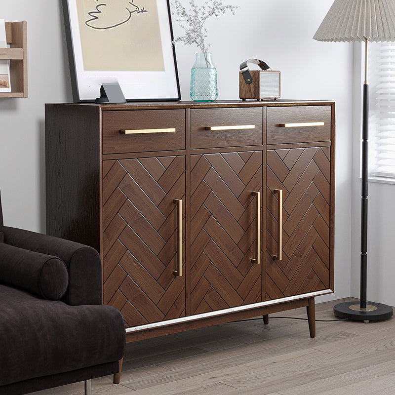 Contemporary Style Solid Wood Sideboard with Cabinets and Drawers