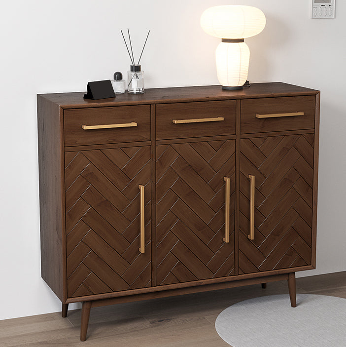 Contemporary Style Solid Wood Sideboard with Cabinets and Drawers