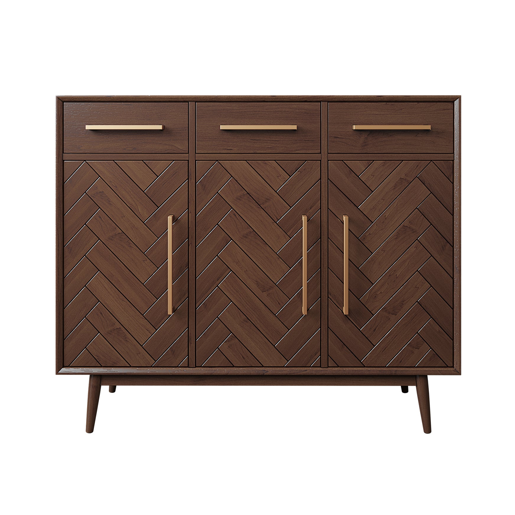 Contemporary Style Solid Wood Sideboard with Cabinets and Drawers