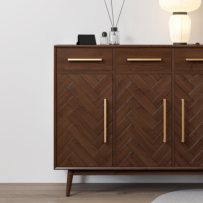 Contemporary Style Solid Wood Sideboard with Cabinets and Drawers