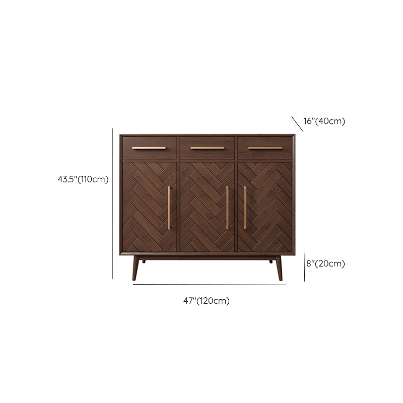 Contemporary Style Solid Wood Sideboard with Cabinets and Drawers