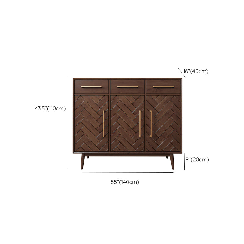 Contemporary Style Solid Wood Sideboard with Cabinets and Drawers