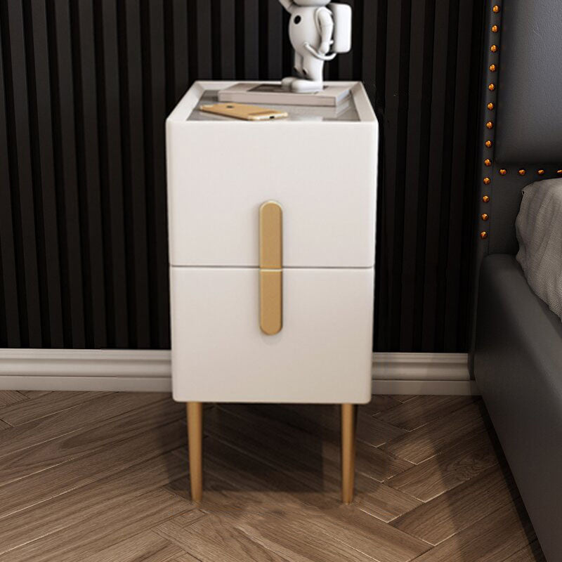 Contemporary Rectangular Bedside Cabinet with 2 Drawers for Bedroom