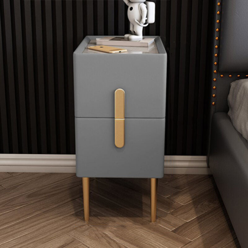 Contemporary Rectangular Bedside Cabinet with 2 Drawers for Bedroom