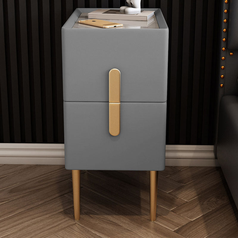 Contemporary Rectangular Bedside Cabinet with 2 Drawers for Bedroom