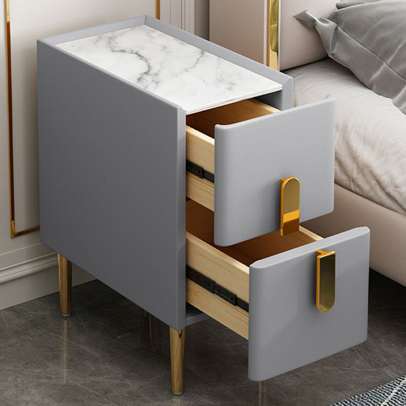 Contemporary Rectangular Bedside Cabinet with 2 Drawers for Bedroom