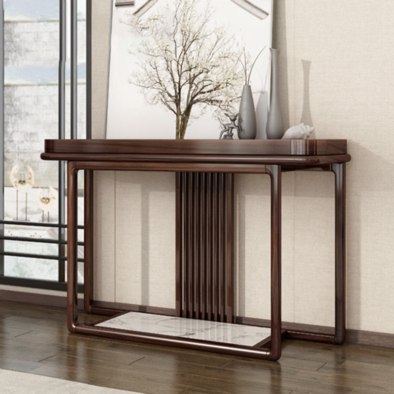 Rectangle Contemporary Console Table Brown Console Sofa Table for Hall