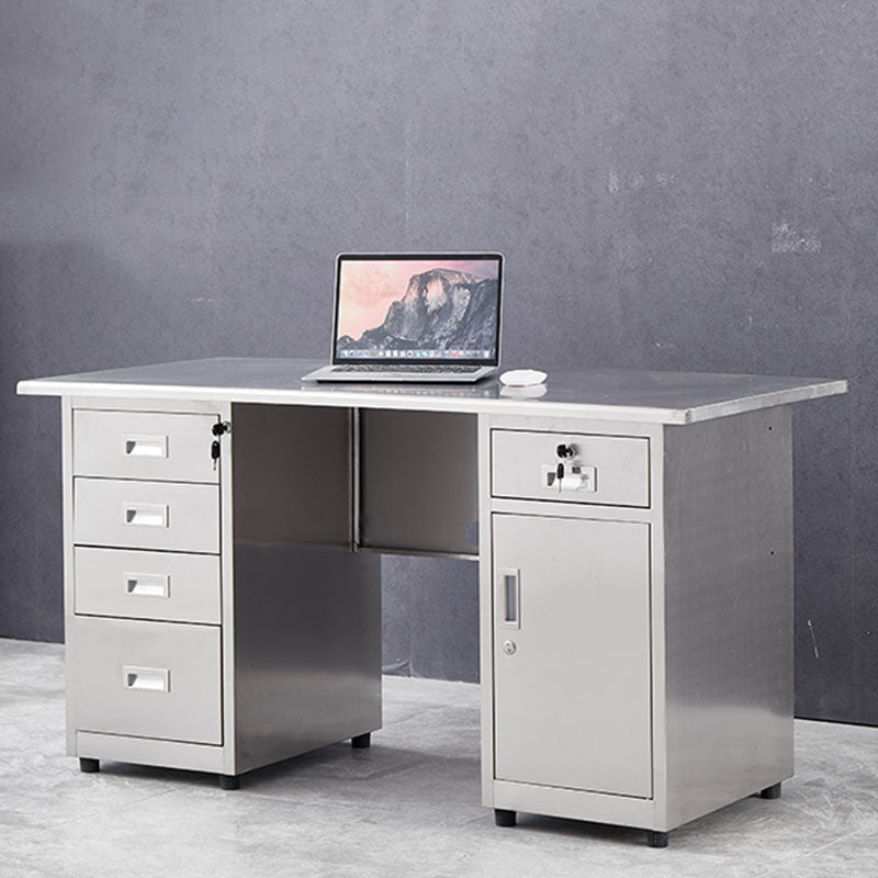 Rectangular Shaped Office Desk Stainless Steel for Office in Silver