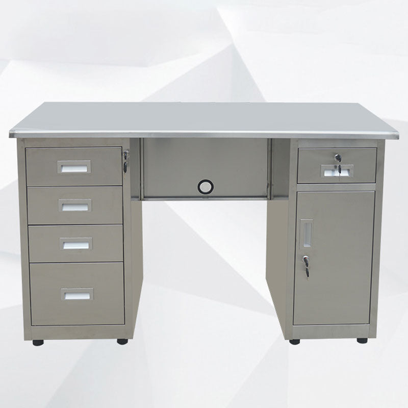 Rectangular Shaped Office Desk Stainless Steel for Office in Silver