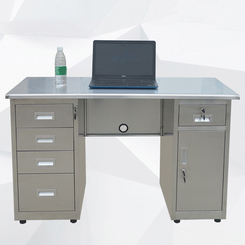 Rectangular Shaped Office Desk Stainless Steel for Office in Silver