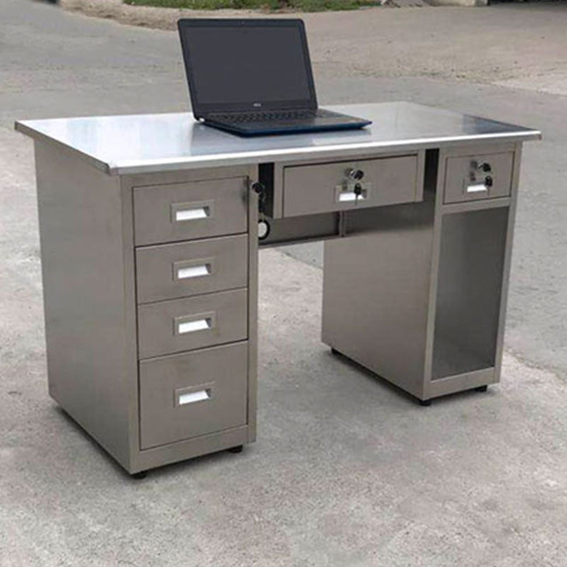 Rectangular Shaped Office Desk Stainless Steel for Office in Silver