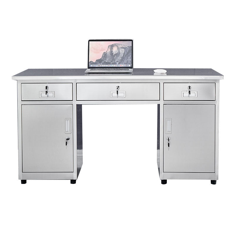 Rectangular Shaped Office Desk Stainless Steel for Office in Silver