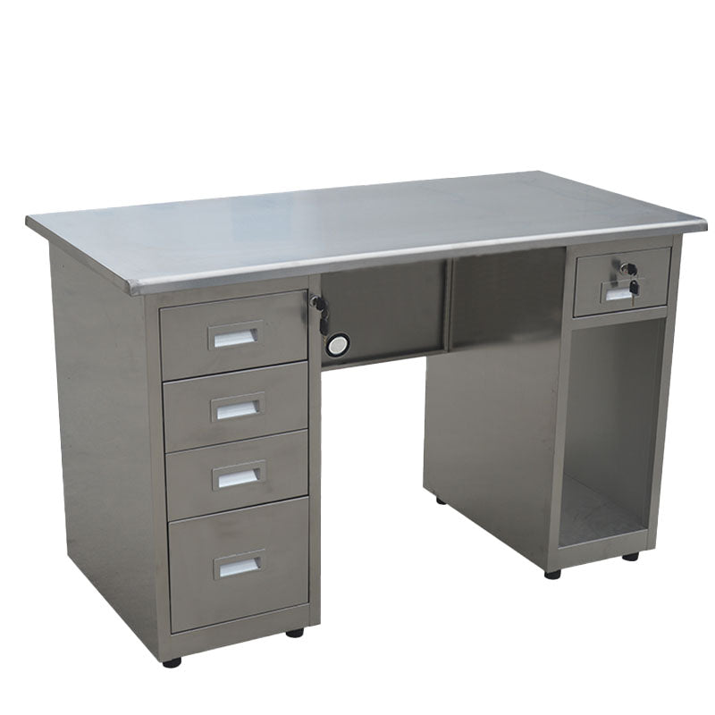 Rectangular Shaped Office Desk Stainless Steel for Office in Silver