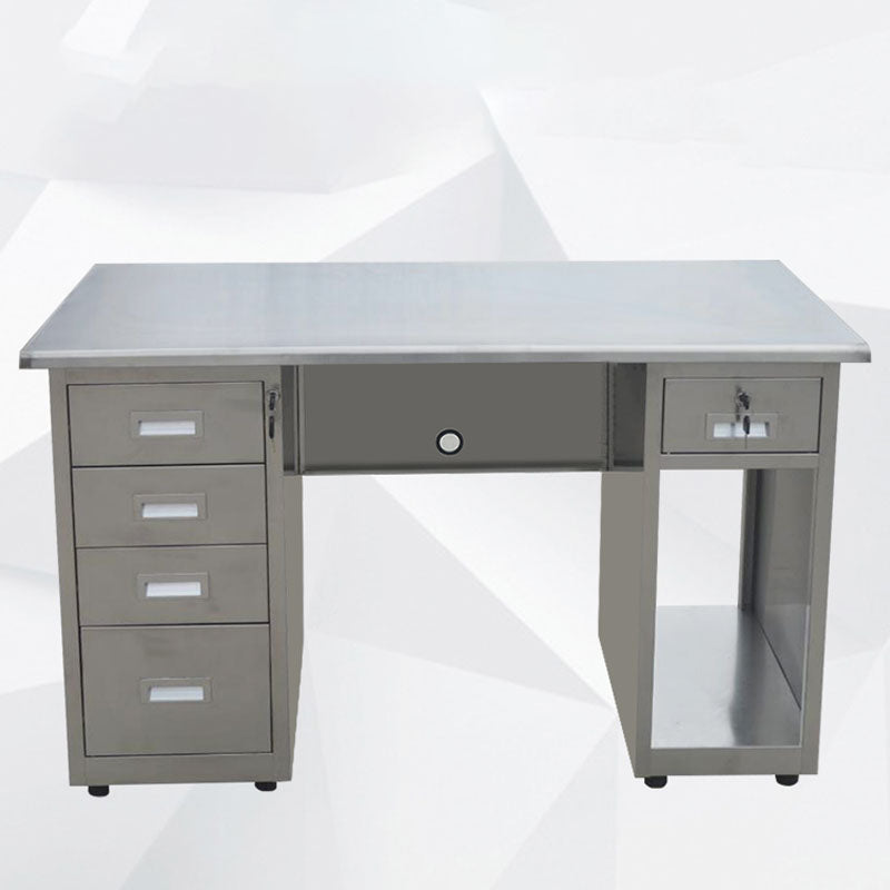 Rectangular Shaped Office Desk Stainless Steel for Office in Silver