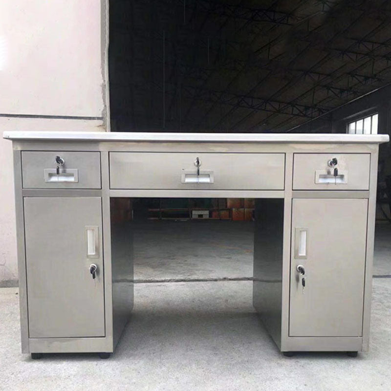 Rectangular Shaped Office Desk Stainless Steel for Office in Silver