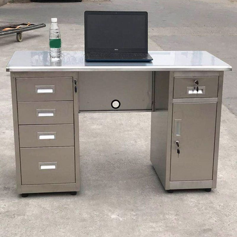 Rectangular Shaped Office Desk Stainless Steel for Office in Silver