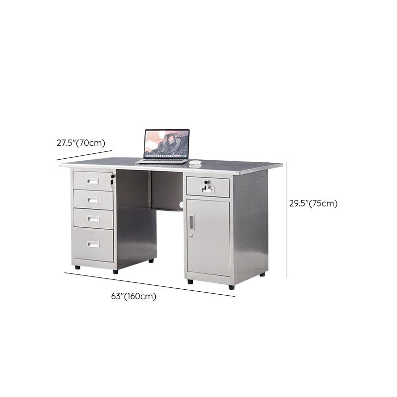 Rectangular Shaped Office Desk Stainless Steel for Office in Silver