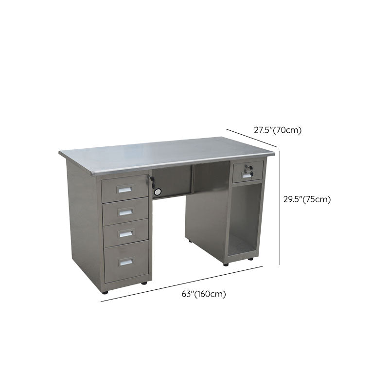 Rectangular Shaped Office Desk Stainless Steel for Office in Silver