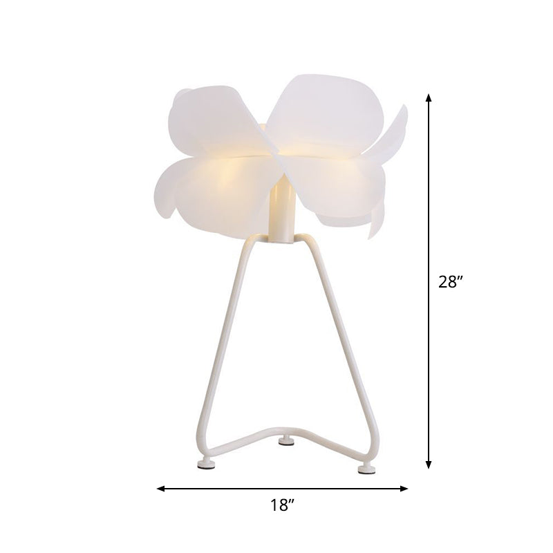 White 2-Layer Petal Night Lamp Modernist 1 Bulb Acrylic Table Light with Wire Pedestal