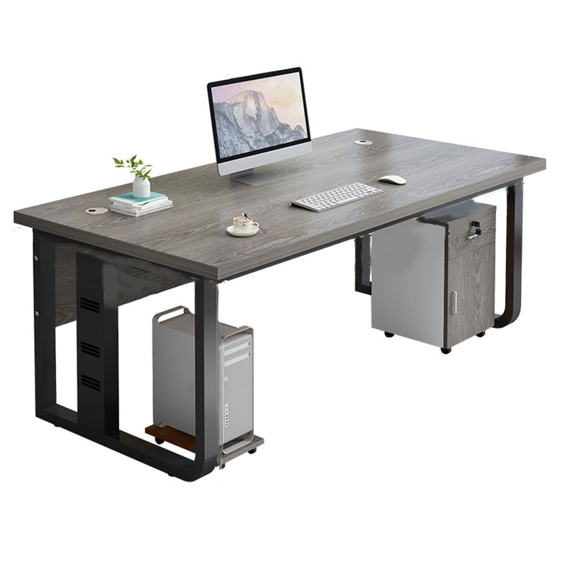 Rectangular Shaped Office Desk Wood in Grey with 2 Legs for Office