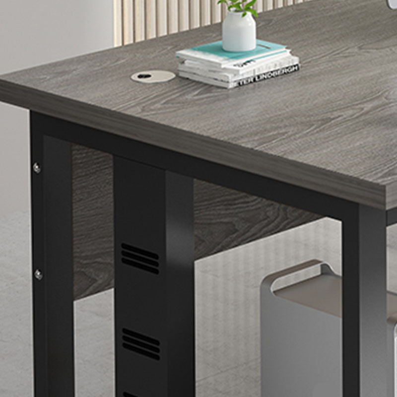 Rectangular Shaped Office Desk Wood in Grey with 2 Legs for Office