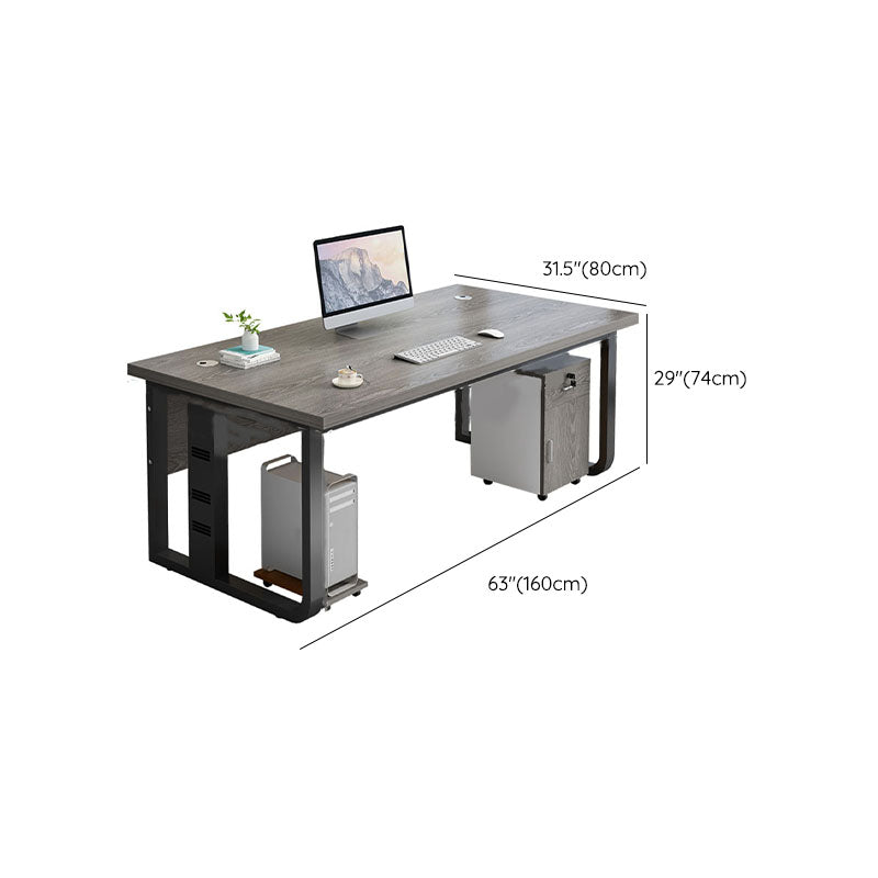 Rectangular Shaped Office Desk Wood in Grey with 2 Legs for Office