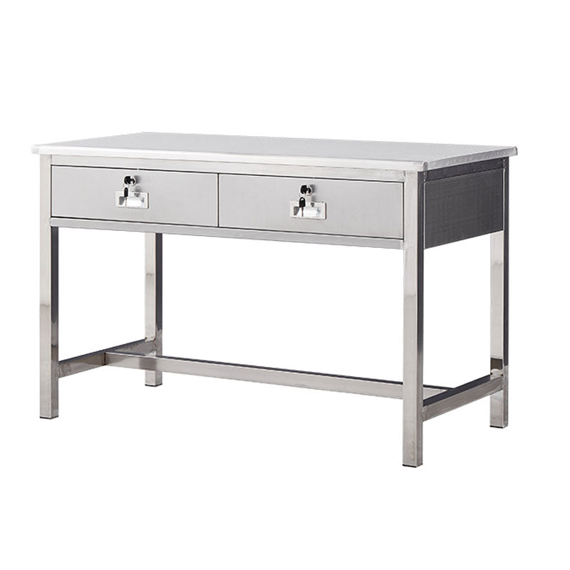 Rectangular Shaped Writing Desk Stainless Steel in Silver for Office