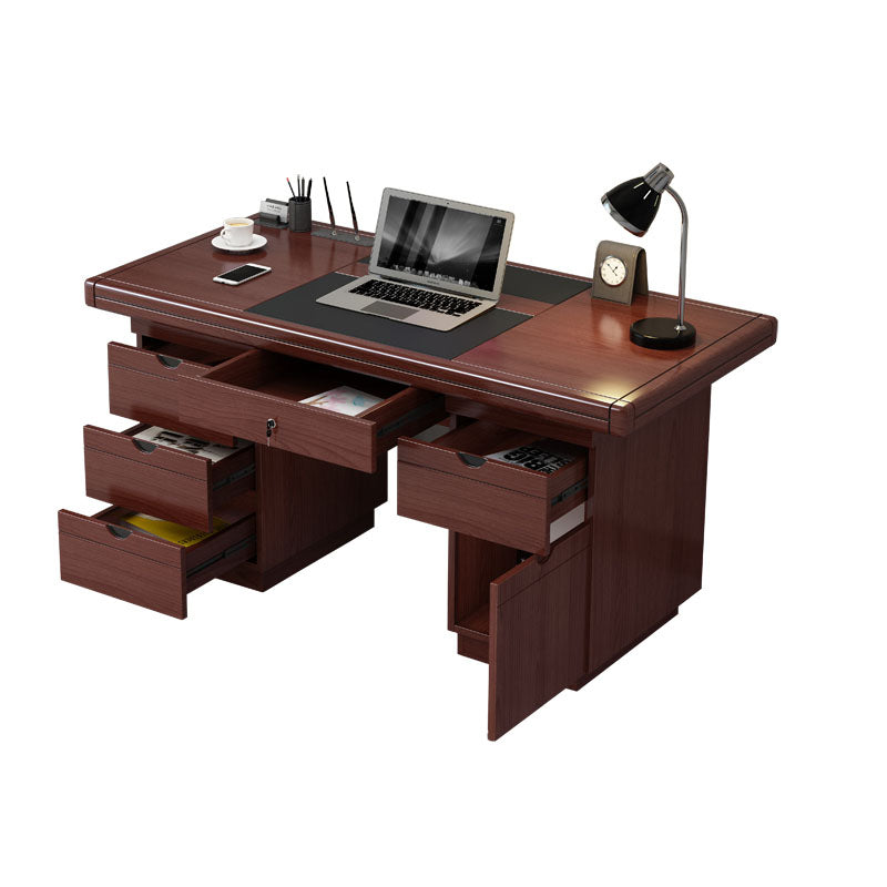 Rectangular Shaped Office Writing Desk Wood in Brown for Office