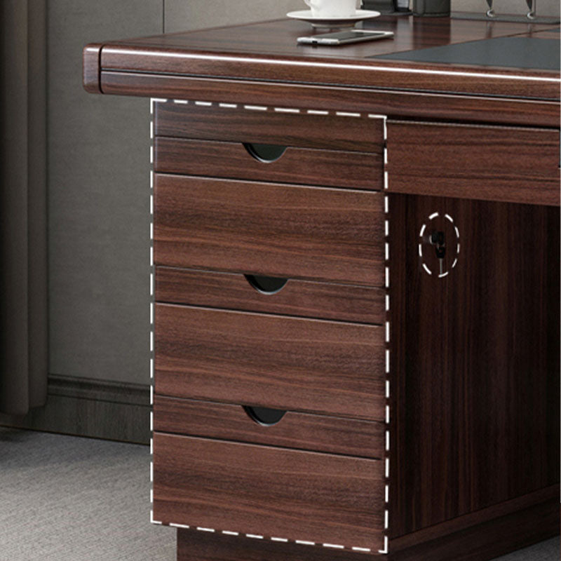 Rectangular Shaped Office Writing Desk Wood in Brown for Office