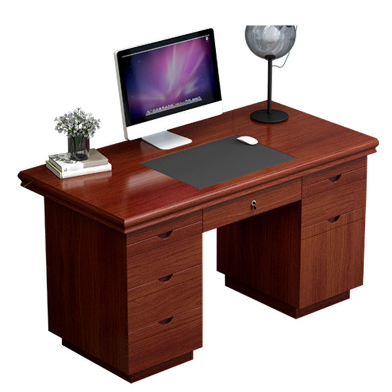 Rectangular Shaped Office Writing Desk Wood in Brown for Office