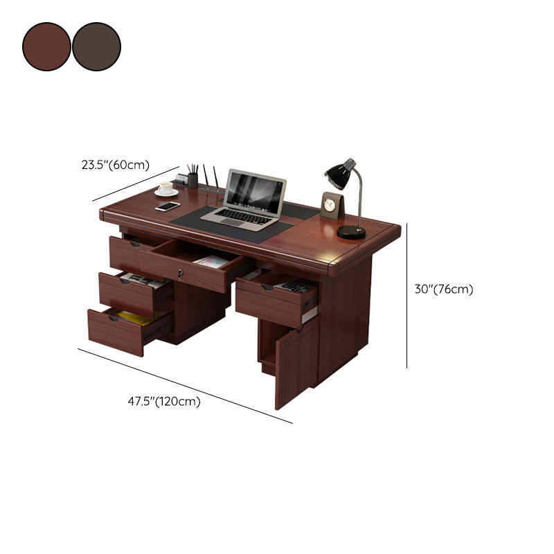 Rectangular Shaped Office Writing Desk Wood in Brown for Office