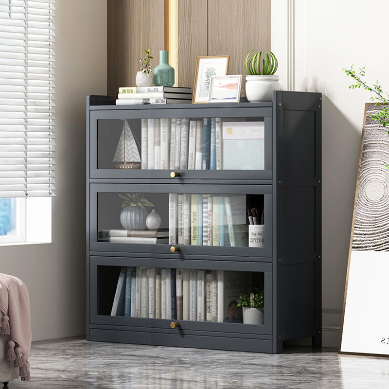 Contemporary Bamboo Bookcase Closed Back Bookshelf with Shelves for Study Room